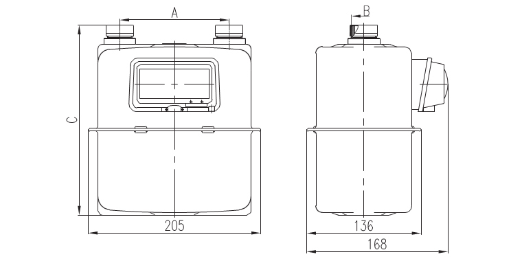 Compteur gaz à membrane, 6m<sup>3</sup>/h